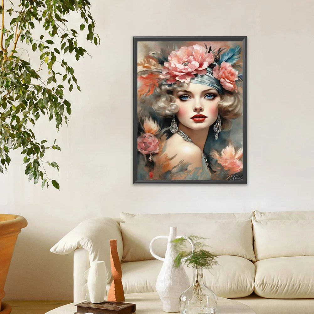 Diamond Painting - Full Round Drill - Flower Lady(Canvas|30*40cm)