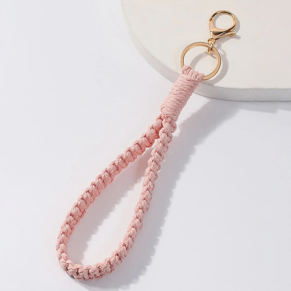 Macrame Wristlet Keychain Wall Hanging Key Chain Holder Boho Home Decor For Purse, Keys Phone Charm Gift For Friends