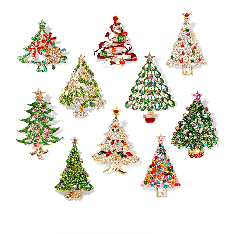 Luxury Diamante Christmas Tree Brooch Beautiful Accessories Gift