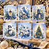 6pcs DIY Blue Christmas Diamond Painting 3D Greeting Card