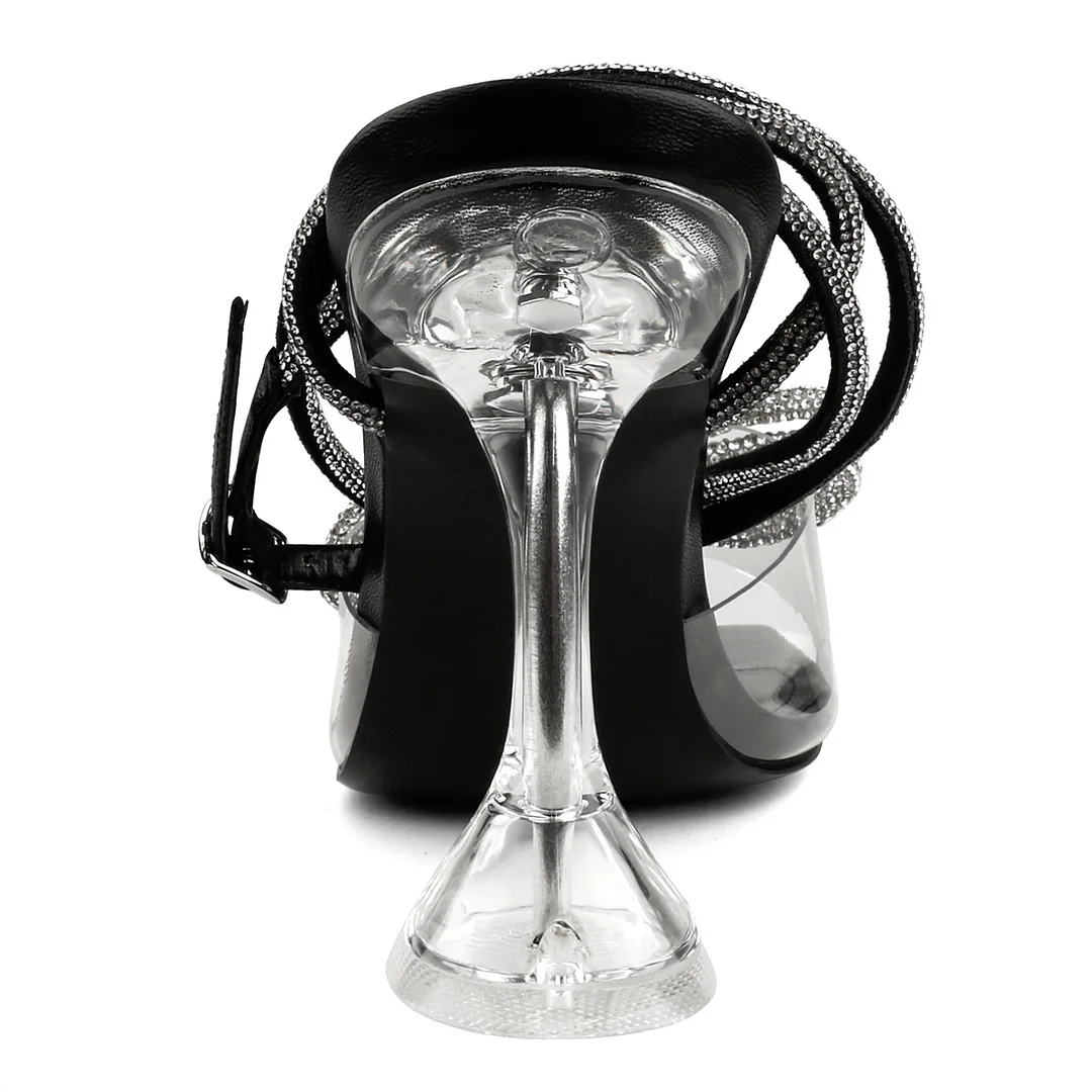 9.5cm/3.74 Double Bow Crystallized High Heels