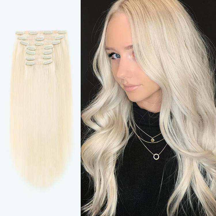 Straight Clip In Hair Extension 60# Ash Blonde