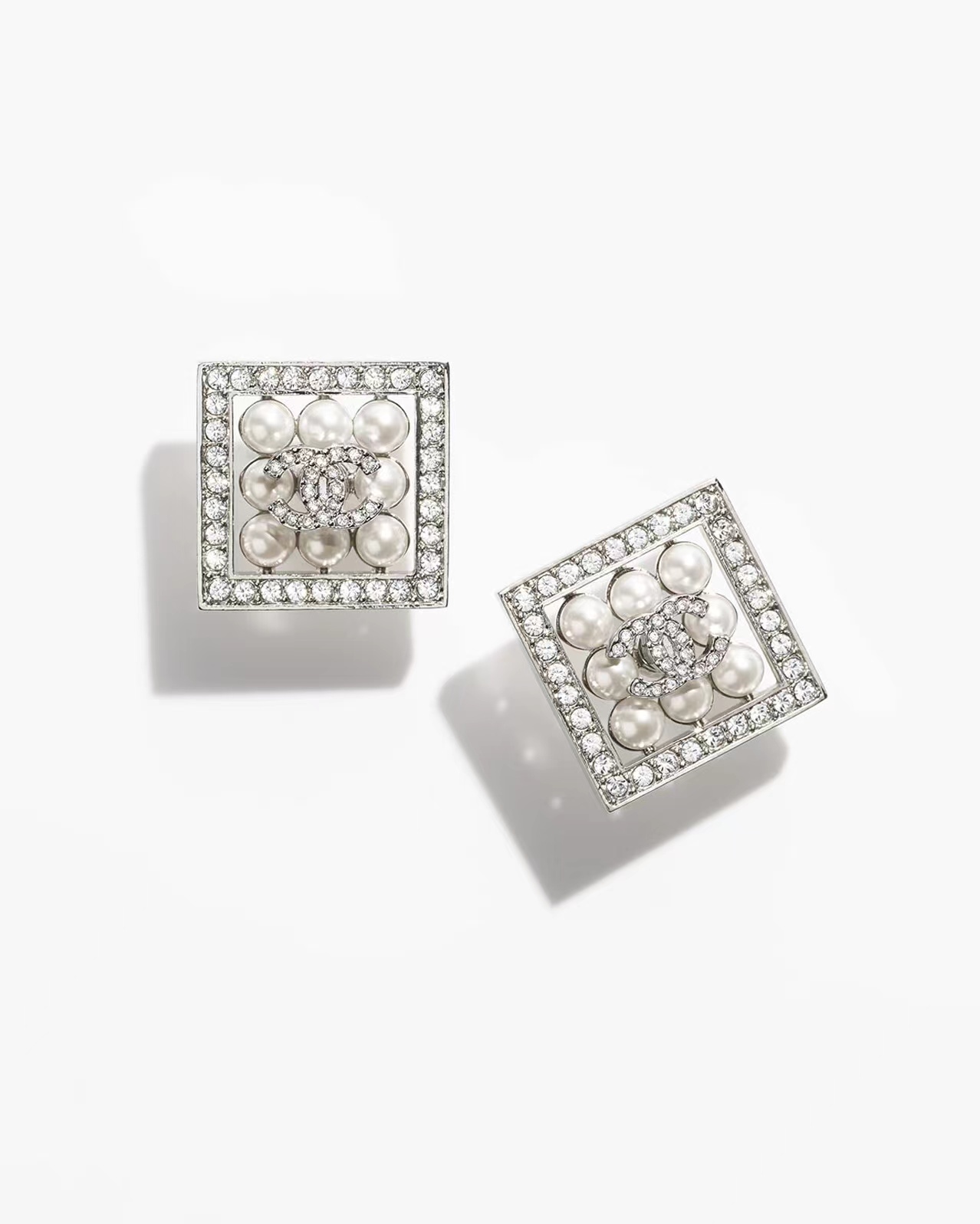 Buy replica Chanel Square Diamond and Pearl Earrings and replica jewelry from PICKS Jewelry