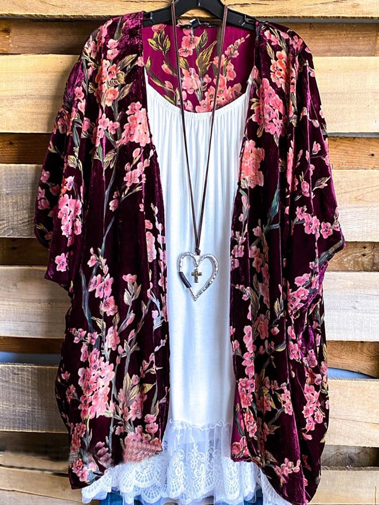 Oversized Casual Printed Kimono P175441256
