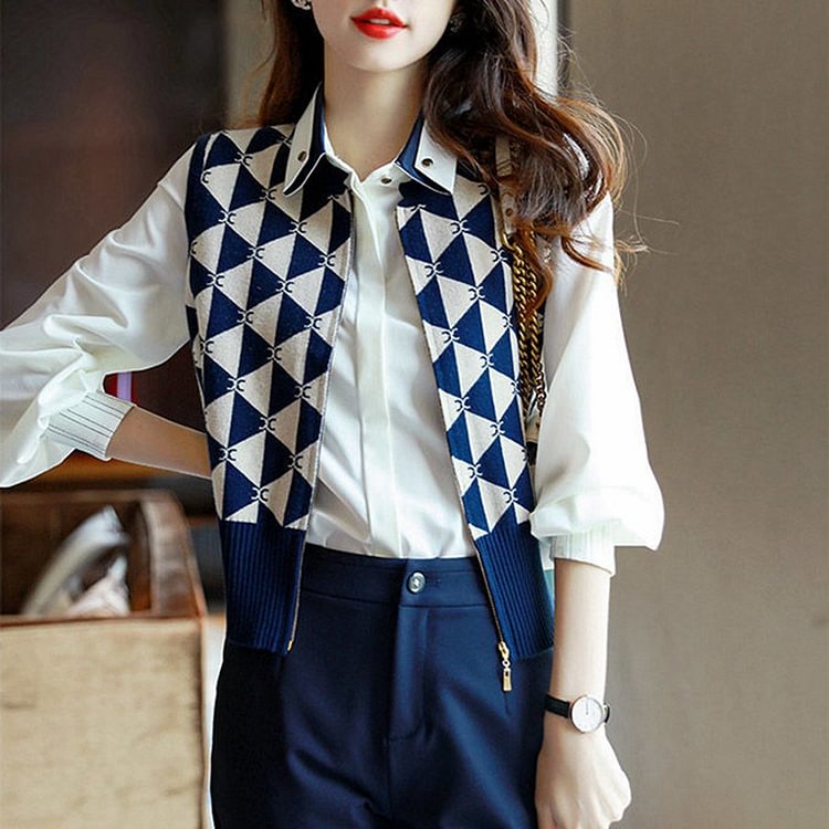 Sleeveless Checkered/plaid Casual Sweater