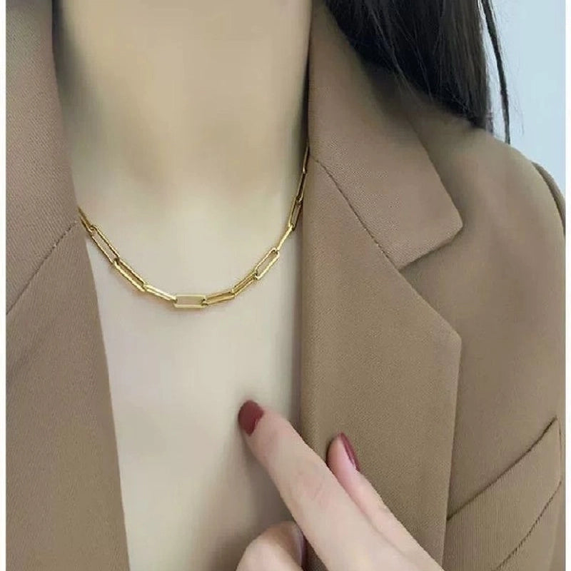 Casual Minimalist Geometric Titanium Steel Plating Necklace