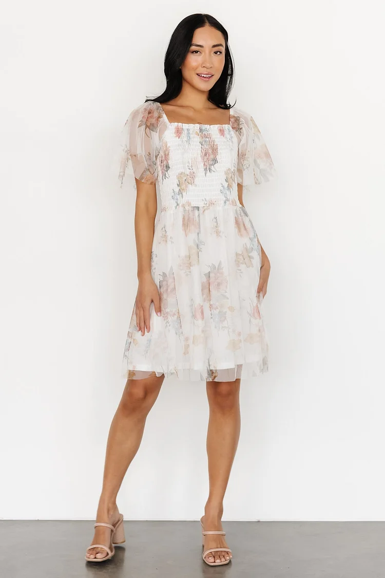 Tivoli Tulle Short Dress | White Multi
