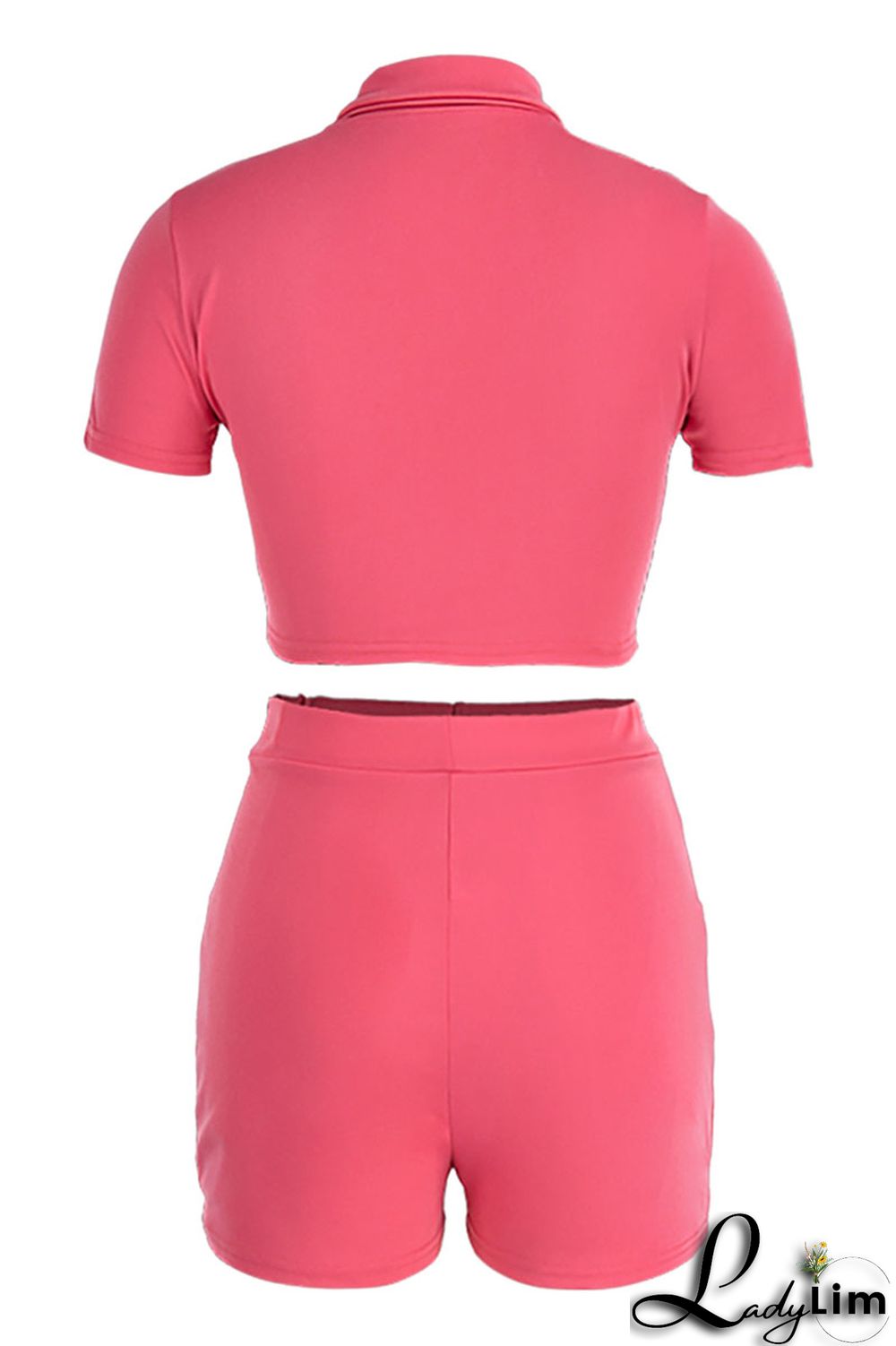 Black Fashion Casual Solid Basic Zipper Collar Short Sleeve Two Pieces