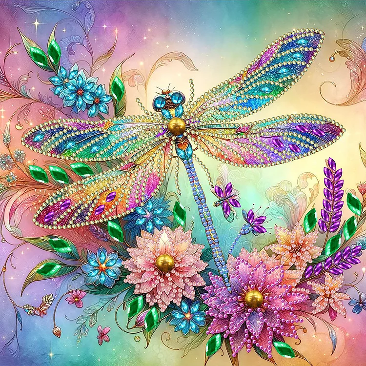 Flower Dragonfly 30*30CM (Canvas) Special Drill Diamond Painting gbfke