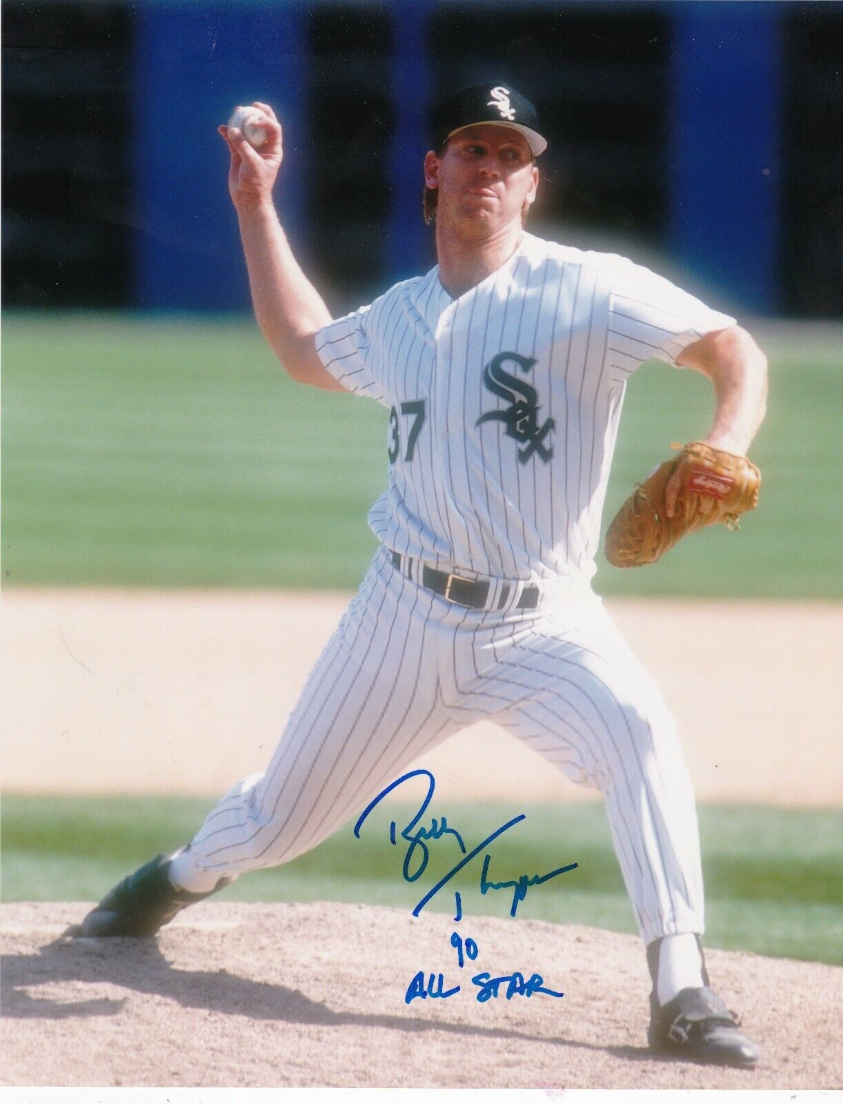 BOBBY THIGPEN CHICAGO WHITE SOX 1990 ALL STAR ACTION SIGNED 8x10