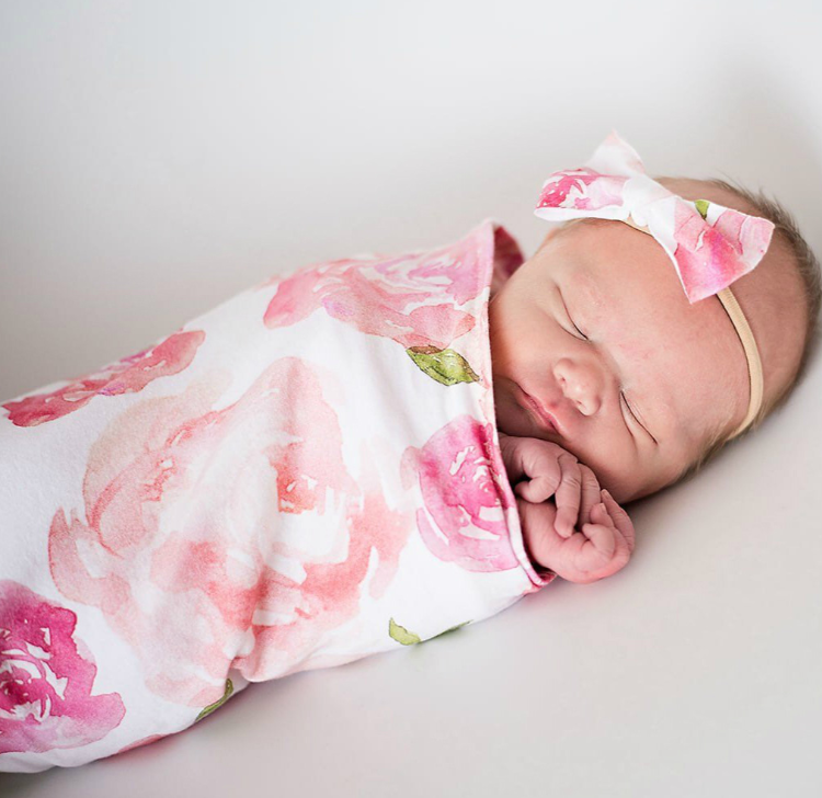 Adorable baby Swaddle Blanket and Headband Set For 17-22 Inches Dolls