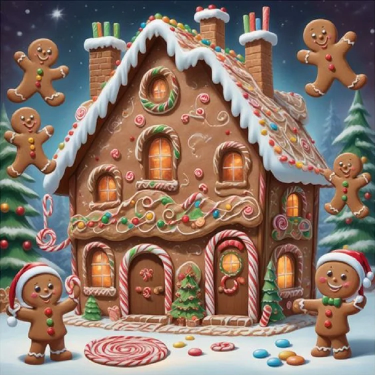 Christmas Biscuit House - Full Round AB Drill - Diamond Painting(30*30cm)