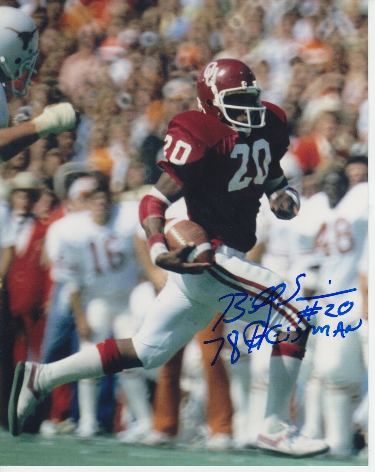 Billy Sims W/78 Heisman #3 8x10 Signed Photo Poster painting w/ COA Oklahoma Sooners -