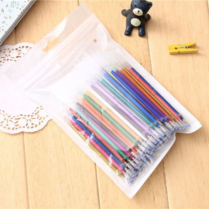 100pcs Color Refills Set Glitter Multi Colored Painting Stationery Pastel Gel Pen Refill Rod Fluorescent for School Supplies