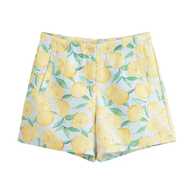 Nigikala Nigikala Women's INS Burst Linen-Blend Printed Shorts Set