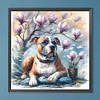 5D DIY Full Round Drill Diamond Painting Magnolia Bulldog Kit Home Decor 40x40cm