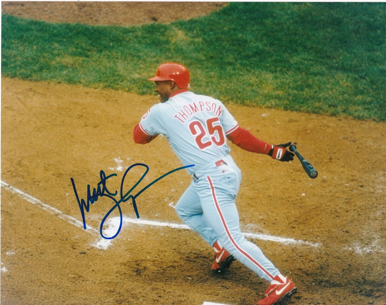 MILT THOMPSON PHILADELPHIA PHILLIES ACTION SIGNED 8x10