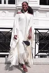 Fringed Cold Shoulder Cape Loose Maxi Dresses [Pre Order]