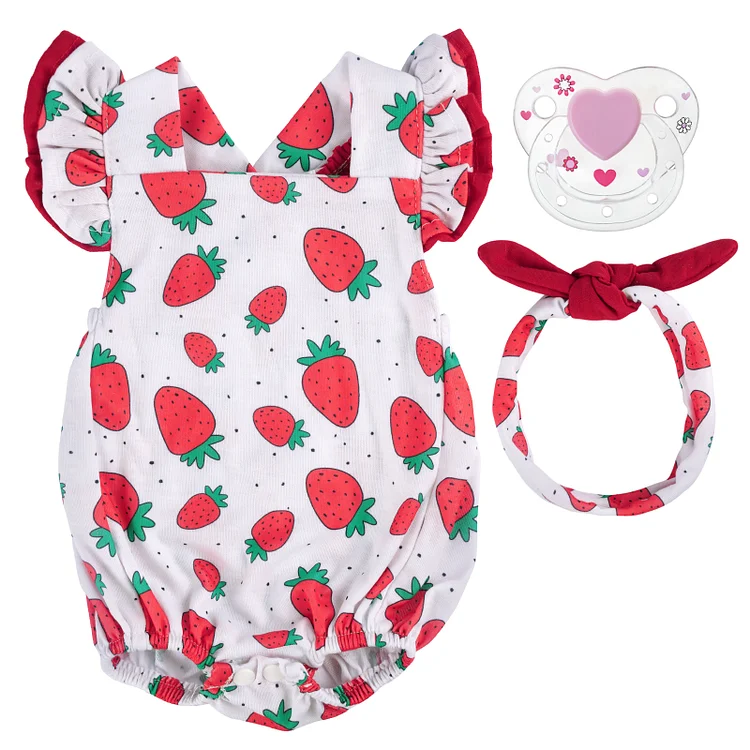 20"-22" Strawberry Pattern Baby Doll Clothing Set Babeside Baby Doll Accessories 2 Pcs