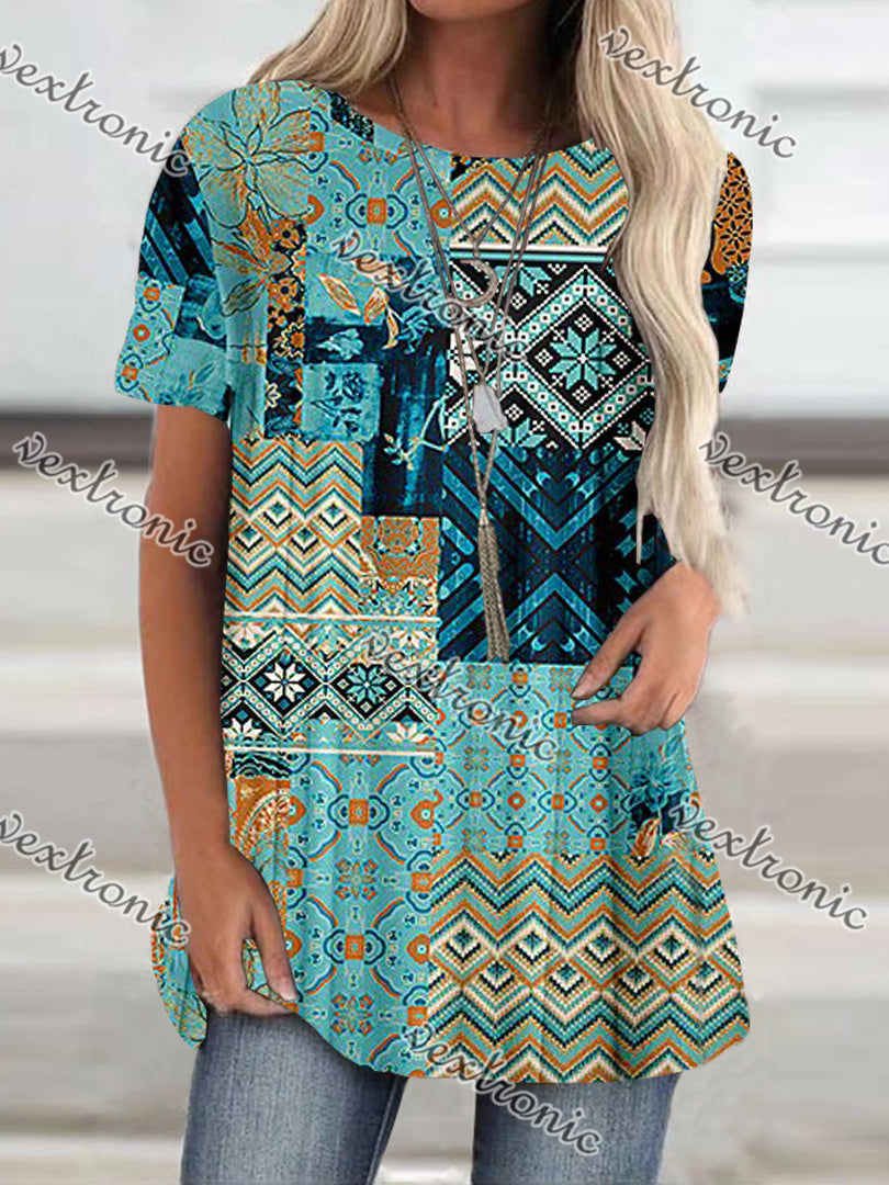 Women Long Sleeve V-neck Graphic Floral Printed Top