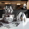 24-Piece Stainless Steel Cutlery Holder, Serves 6, Durable Home Kitchen Cutlery Set, Perfect as a Christmas Gift