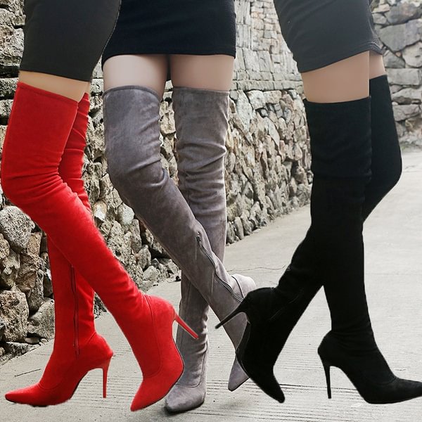 Women Stretch Faux Suede Slim High Boots Autumn Winter Fashion Over The Knee Boots Shoes - Shop Trendy Women's Clothing | LoverChic