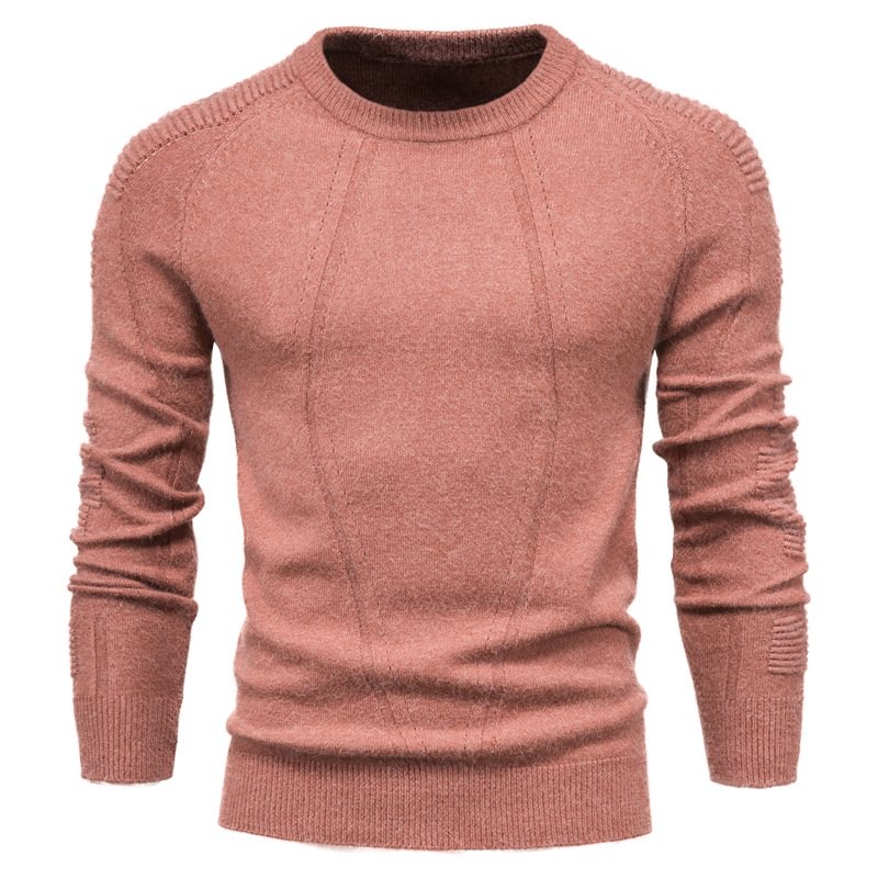 Solid Color Knit Sweater Crew Neck