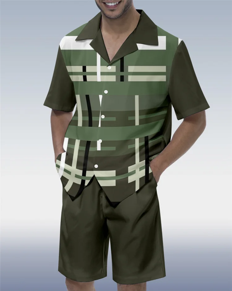  Men's Simple Geometry Walking Set  0419