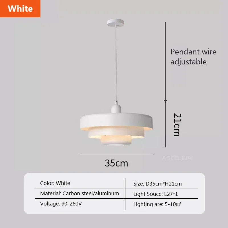 Nordic LED Pendant Light Macaron Carbon Steel Aluminum White Dark Green Orange Illuminations For Restaurant Living Rooms Fixture