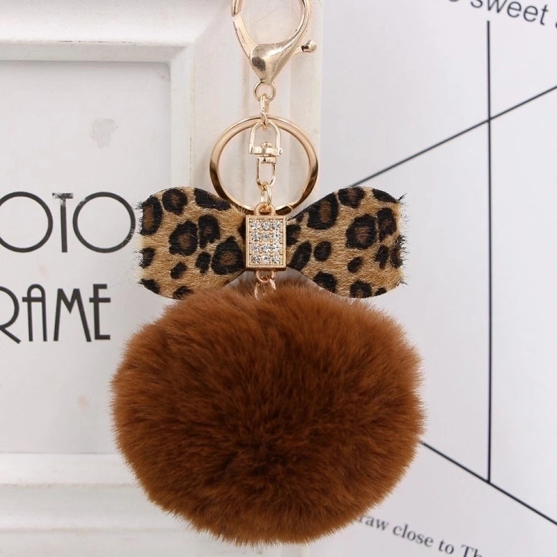 1 Piece Fashion Bow Knot Leopard Pu Leather Women’s Bag Pendant Keychain