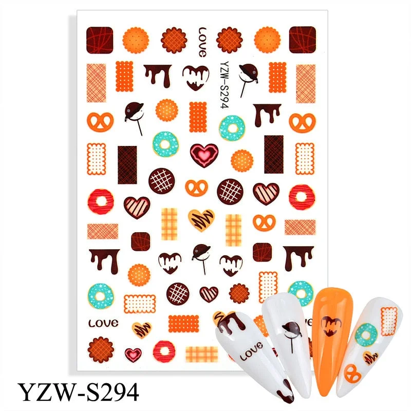 1pcs Autumn Winter Nail Sticker Robin Snow Flower New Year Halloween Christmas 3D Decals Nail Art Design Decor Accessories-Nail Inspo