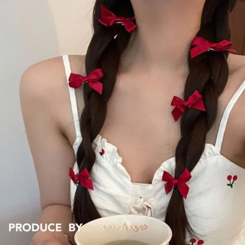 6pc Mini Bow Hair Clips Hairpin for Women Girls Kids Crab Headband for Party Wedding Hair Accessories Headwear Ornament LANFUBEISI