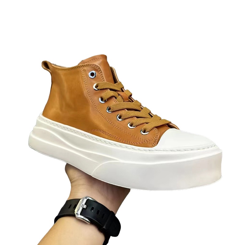 Handmade Retro Horsehide Mid-top Fashion Sneakers|Vero Cuoio Men Shoes DANRRIO.COM DANRRIO