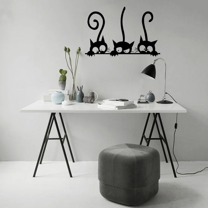 Lovely Three Black Cat DIY Wall Stickers Animal Room Decoration personality Vinyl Wall Decals 30*20CM