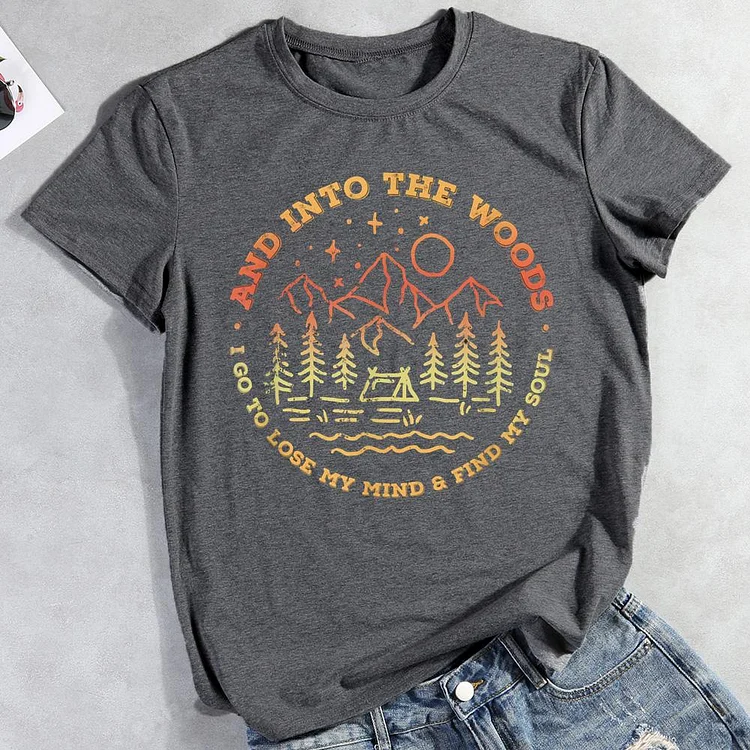 AL™  And into the woods i go to lose my mind and find my soul Hiking Tees -012140-Annaletters