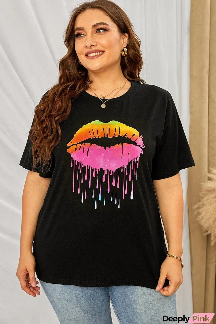 Plus Size Lip Graphic Tee Shirt