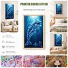 Crystal Blue Dolphin Full 11CT DIY Stamped Needlework Embroidery Kit Large Size 15.74x27.56inch Embroidery Needlepoint Starter Kits Cross Stitch Art and Crafts Kits for Beginners Home Decor