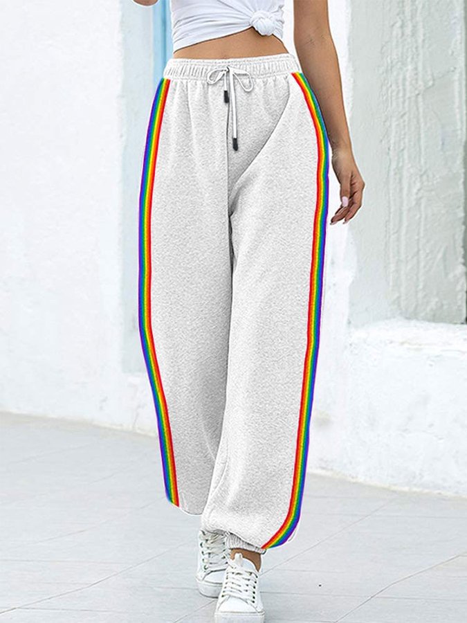 Rainbow Print Casual Pants