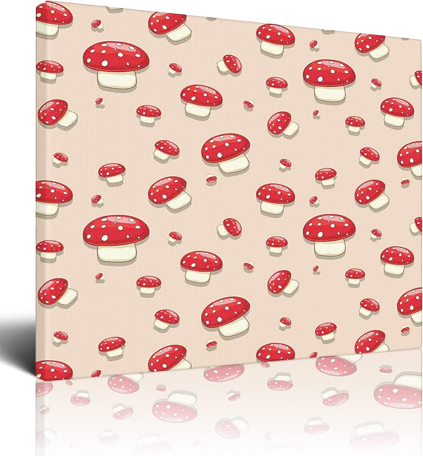 Mushroom Canvas Wall Art Bedroom,Summer Season Cartoon,Wall Decor Canvas Pictures Artwork for Living Room Bathroom Home Office Decoration Canvas Prints,Red - 16x20 Inch 16x20 Inch