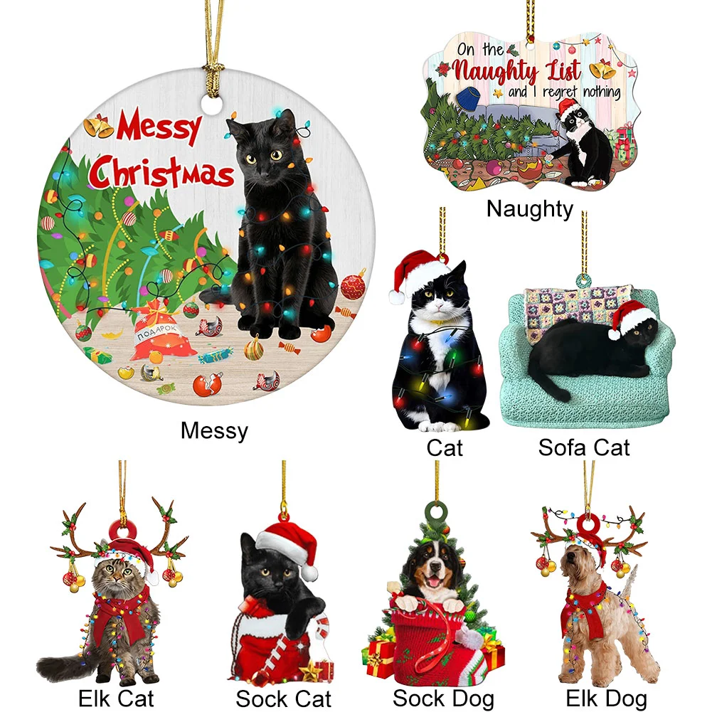 Xmas Tree Hanging Animal Pendants Cute Christmas Decorations for Cat/Dog Lover