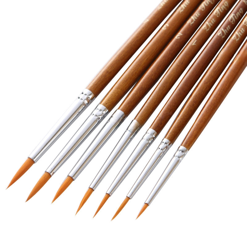 7 Nylon Wool Hook Line Pen Linen Rod Color Hand-painted Hook Pen Nail Pen Stroke Pen Oil Brush