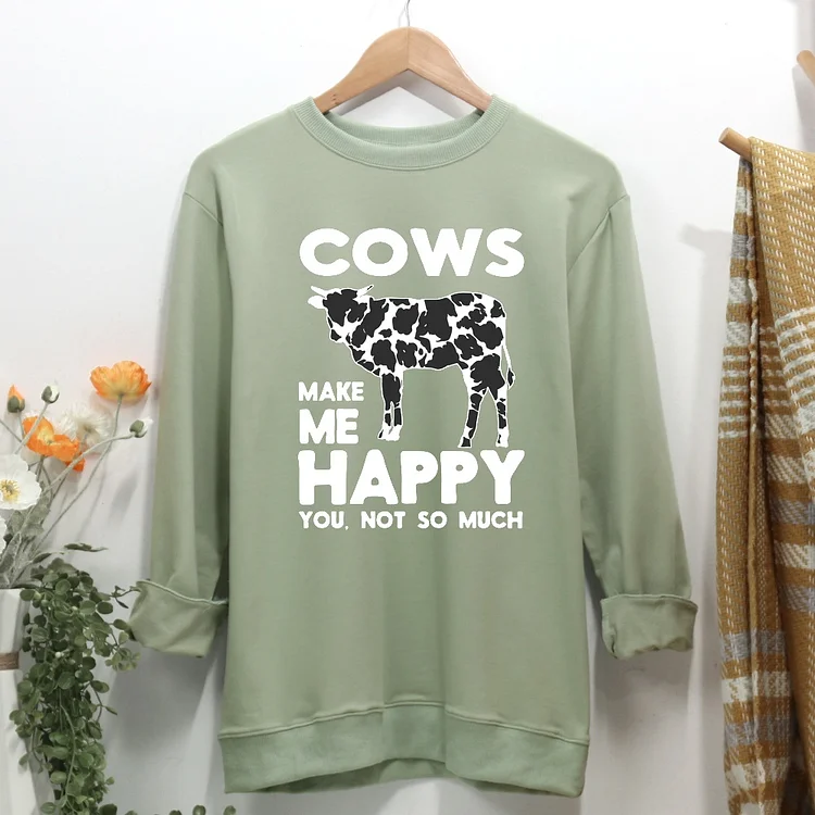 Cows Make Me Happy You Not So Much Women Casual Sweatshirt-Annaletters