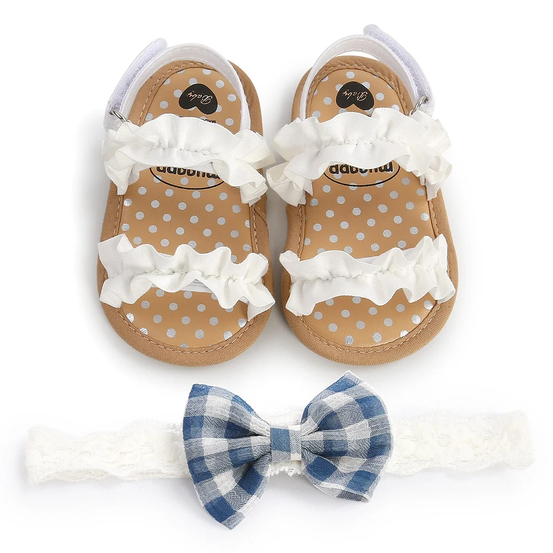 Baby Girls Summer Sandals, Anti-Slip Soft Sole Ruffle Flat Shoes Toddler First Walker