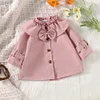 Baby Girl Solid Ruffle Bowknot Coat Jacket