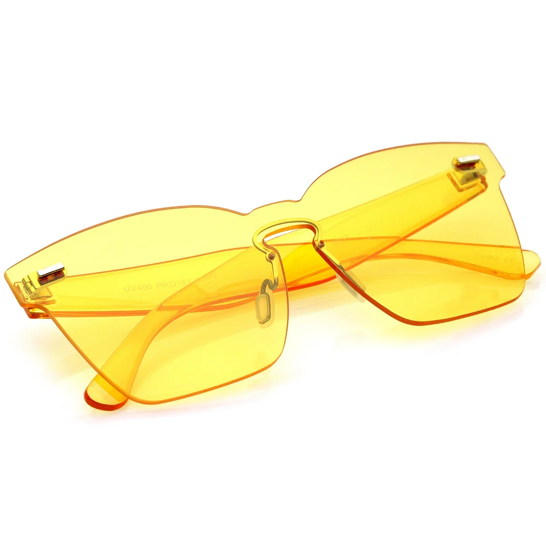 Oversize Rimless Keyhole Nose Bridge Mono Lens Horn Rimmed glasses 63mm