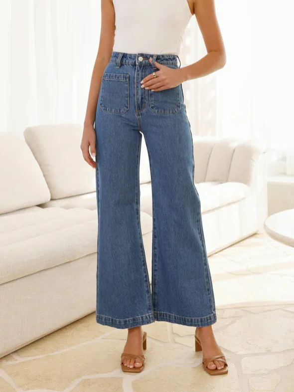 Women's Casual Retro Loose Straight Jeans Minimalist Denim Jeans