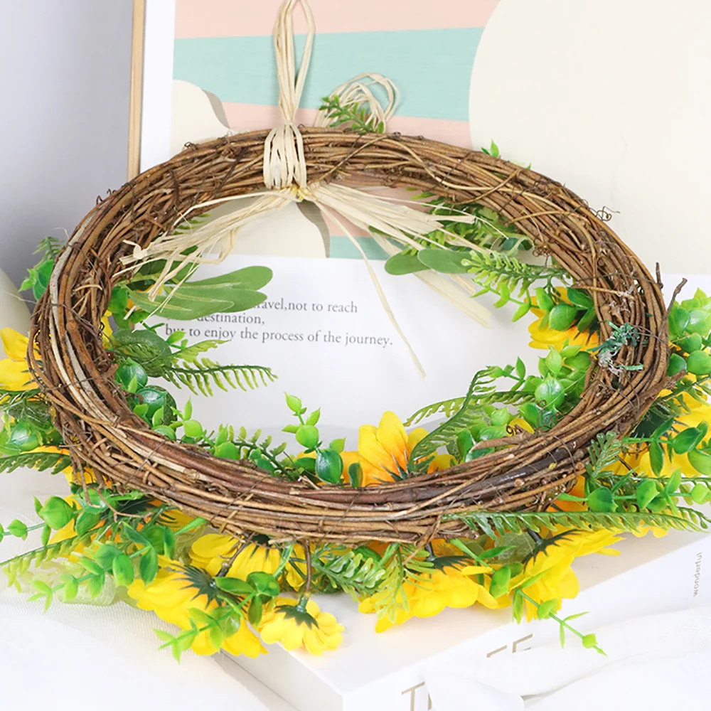 Sunflower simulation cow horn wreath props decoration