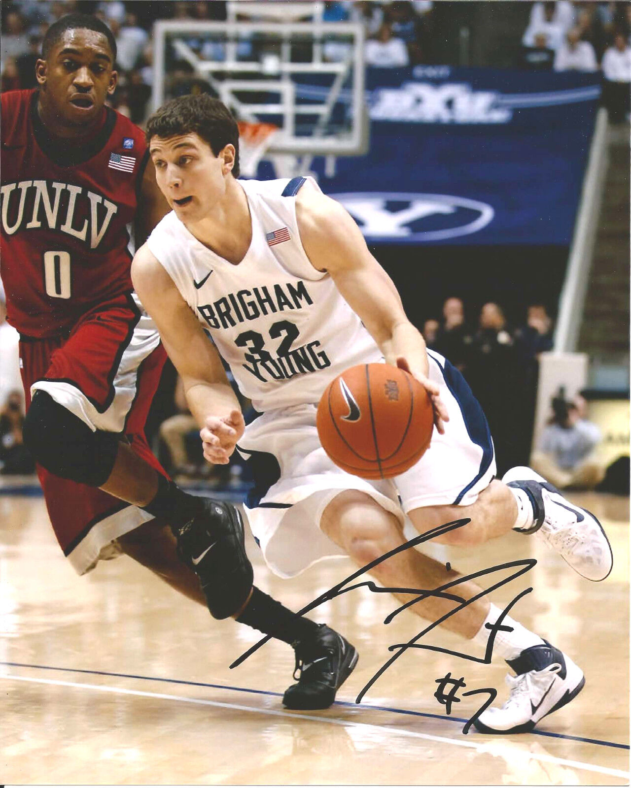 BYU COUGARS JIMMER FREDETTE SIGNED 8X10 Photo Poster painting W/COA CHICAGO BULLS