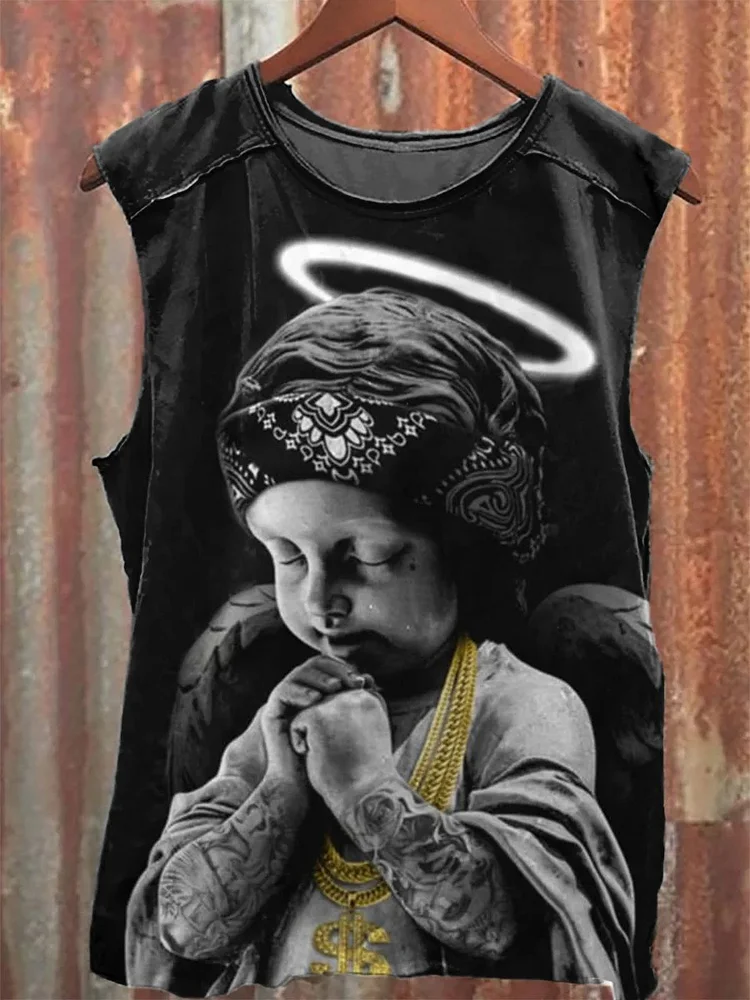 Teecade Teecade Angel Vintage Art Print Tank Top