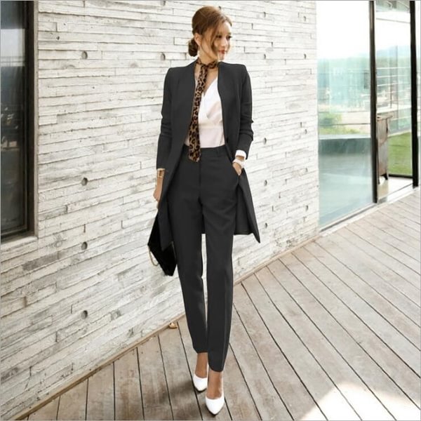 Elegant Skinny Long Blazer Pants Two Pieces Sets Business Ladies Women Two Piece Outfits Formal Office Lady Style - Shop Trendy Women's Fashion | TeeYours